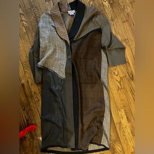 Elegant Patchwork Cape - Gray and Brown